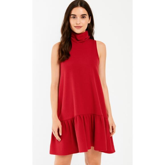 Ophelia Roe Red Sleeveless Keyhole Mock Neck Ruffle Dress Office Plus Size 1X - Picture 1 of 11